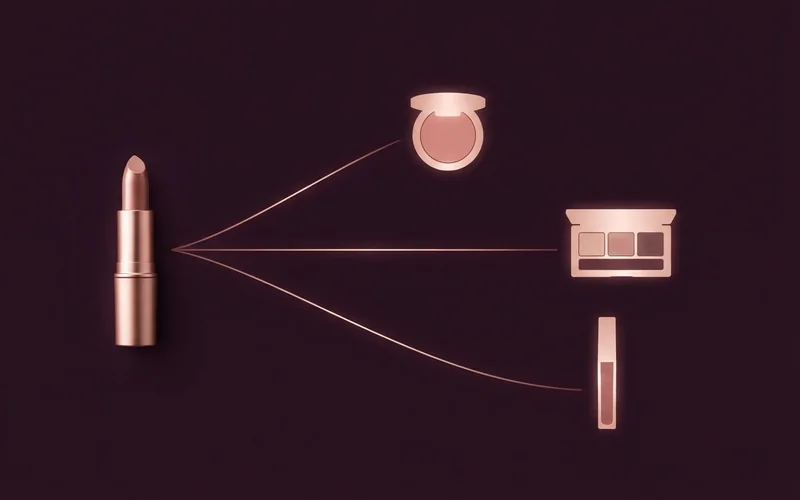 One lipstick linked out to a blush, an eyeshadow palette and a lip gloss